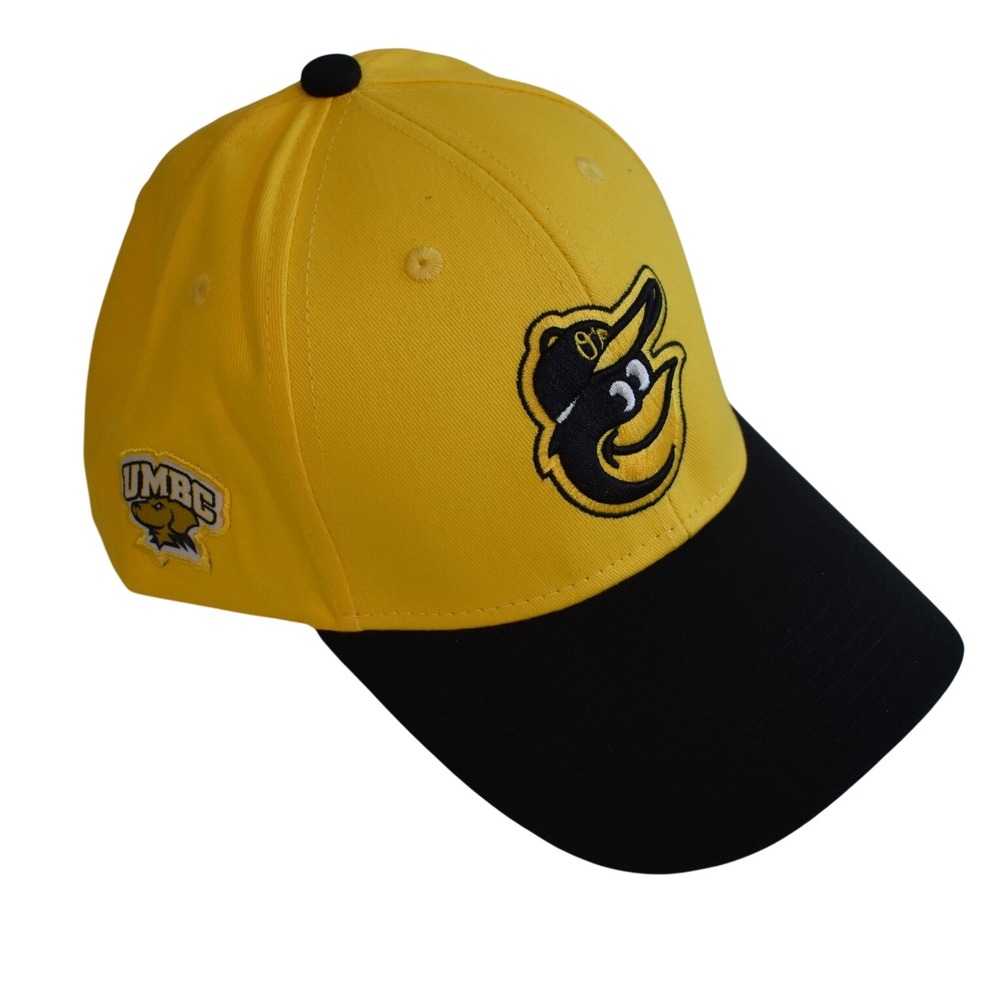 Baltimore Orioles Giveaway Hat Mens Yellow Black Snapback UMBC University Golden